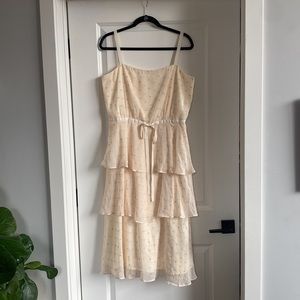 Gal Meets Glam Layered Polka Dot Cream Midi Dress